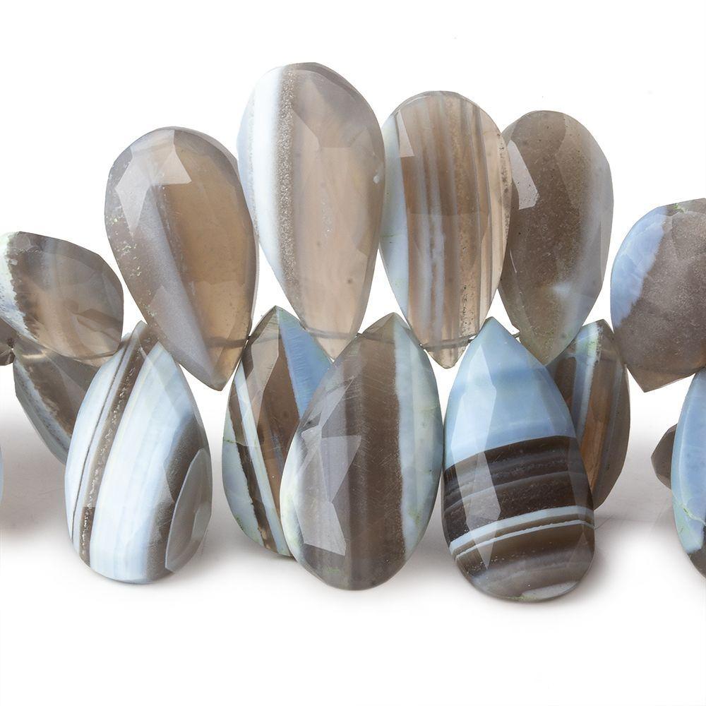 17x10-21x13mm Banded Owyhee Natural Blue Opal pear briolette 37 beads AA - Beadsofcambay.com