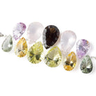 17x10-23x15mm Multi-Gemstone Concave Faceted Pear Beads 11 pieces AAA - Beadsofcambay.com