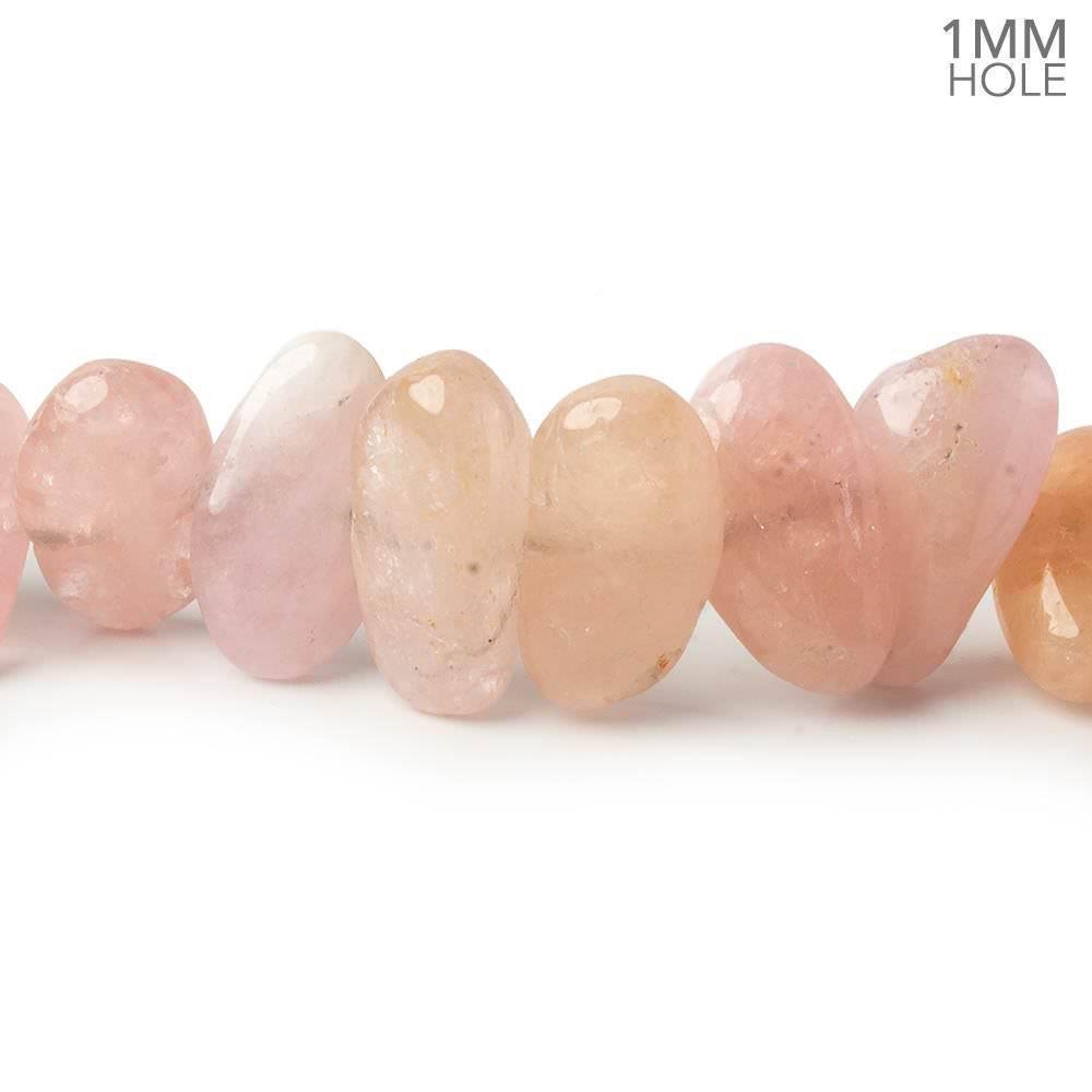 17x10-24x11mm Morganite (Pink Beryl) side drilled plain nuggets 16 inch 42 large hole beads AA - Beadsofcambay.com
