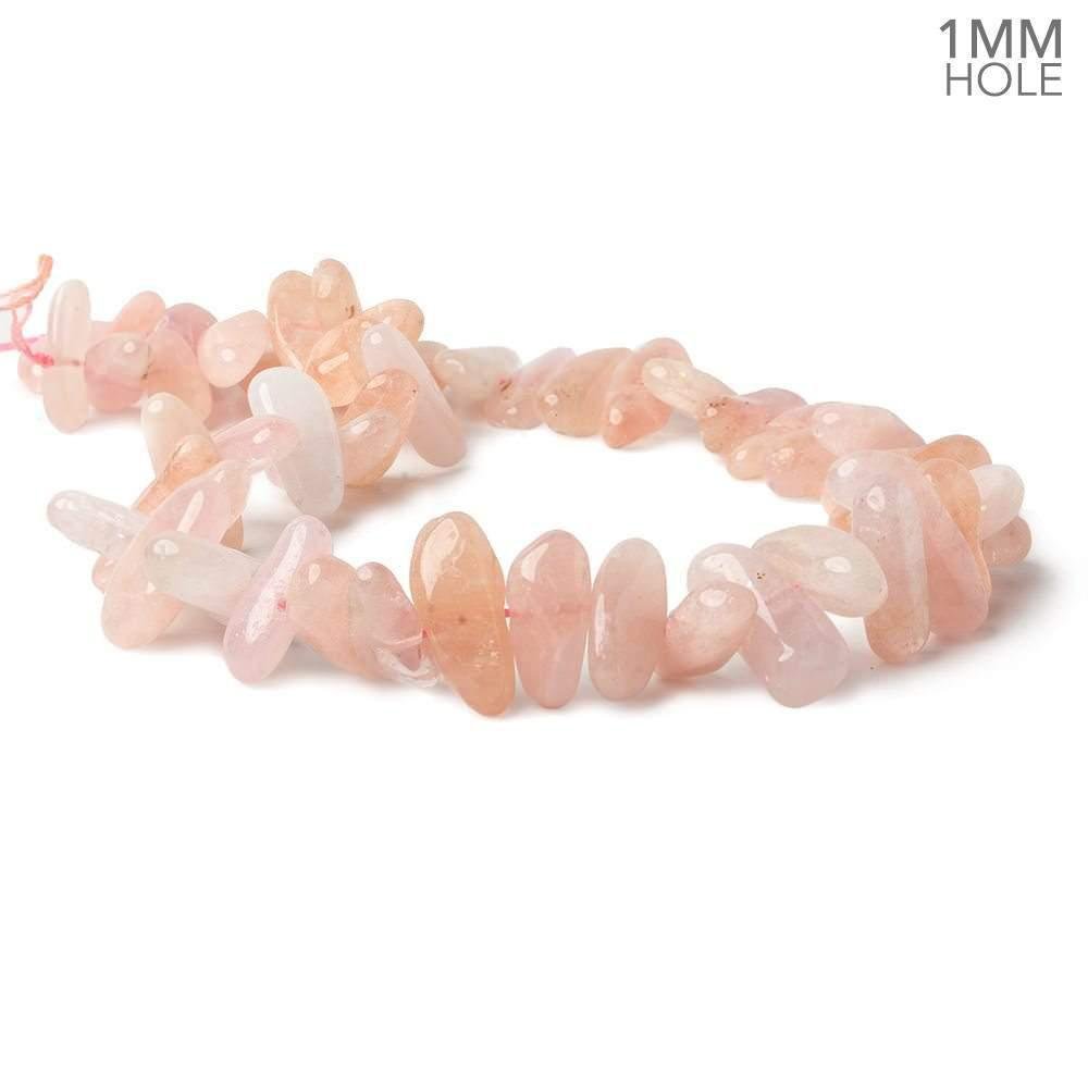 17x10-24x11mm Morganite (Pink Beryl) side drilled plain nuggets 16 inch 42 large hole beads AA - Beadsofcambay.com