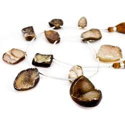 17x10-30x22mm Tortoise Shell Agate Drusy Freeform Beads 11 pieces - Beadsofcambay.com