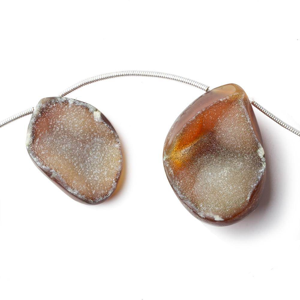 17x10-30x22mm Tortoise Shell Agate Drusy Freeform Beads 11 pieces - Beadsofcambay.com
