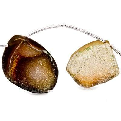 17x10-30x22mm Tortoise Shell Agate Drusy Freeform Beads 11 pieces - Beadsofcambay.com