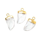 17x10mm 24kt Gold Leafed Crystal Quartz Horn Pendant 1 piece - Beadsofcambay.com