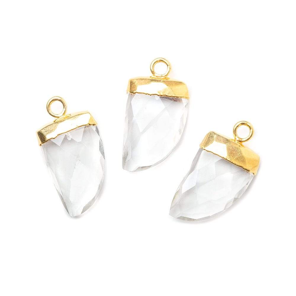 17x10mm 24kt Gold Leafed Crystal Quartz Horn Pendant 1 piece - Beadsofcambay.com