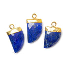 17X10mm 24kt Gold Leafed Lapis Lazuli Horn Pendant 1 piece - Beadsofcambay.com