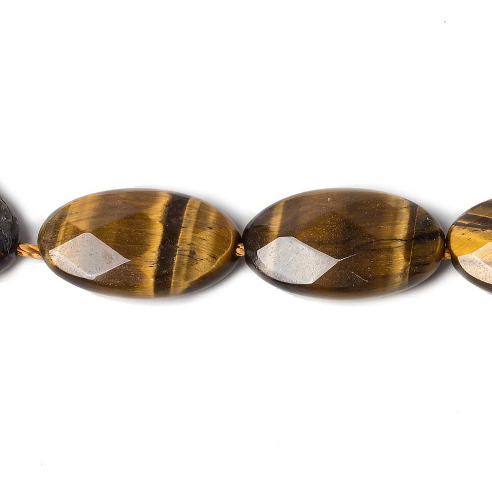17x10mm Tiger's Eye faceted oval beads 15 inch 22 pieces - Beadsofcambay.com