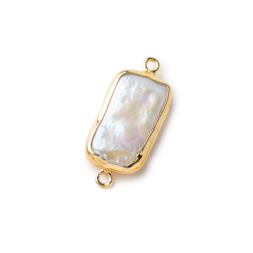 17x10mm Vermeil Bezel Rosé White Rectangle Pearl Connector 1 piece - Beadsofcambay.com