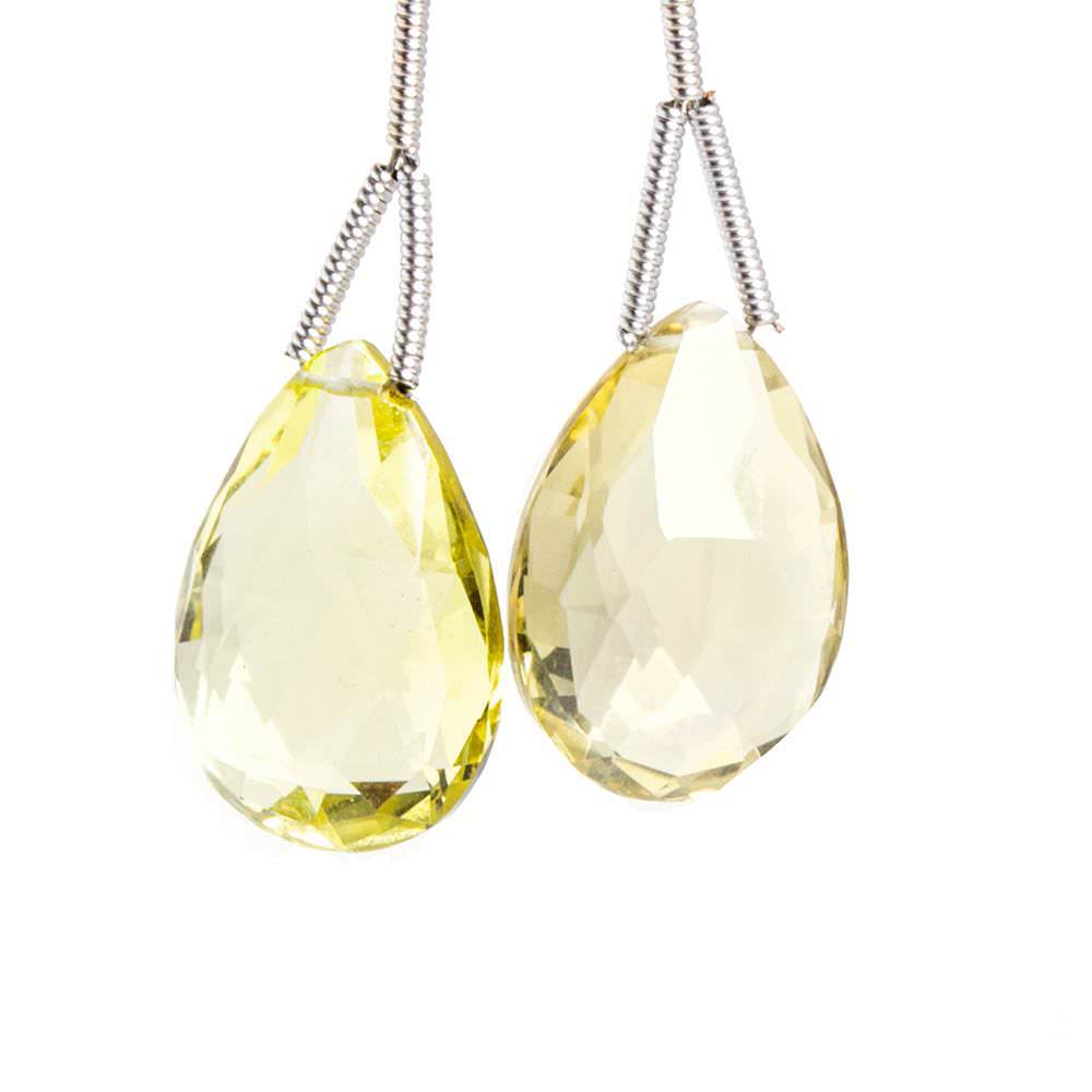 17x11-20x13mm Lemon Quartz Faceted Pear Focal Bead Set of 2 - Beadsofcambay.com