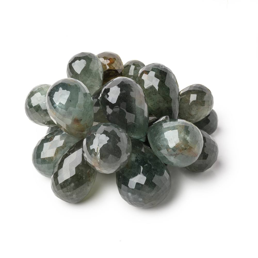 17x11-24x17mm Moss Aquamarine Faceted Tear Drops 4 inch 25 Beads AA - Beadsofcambay.com