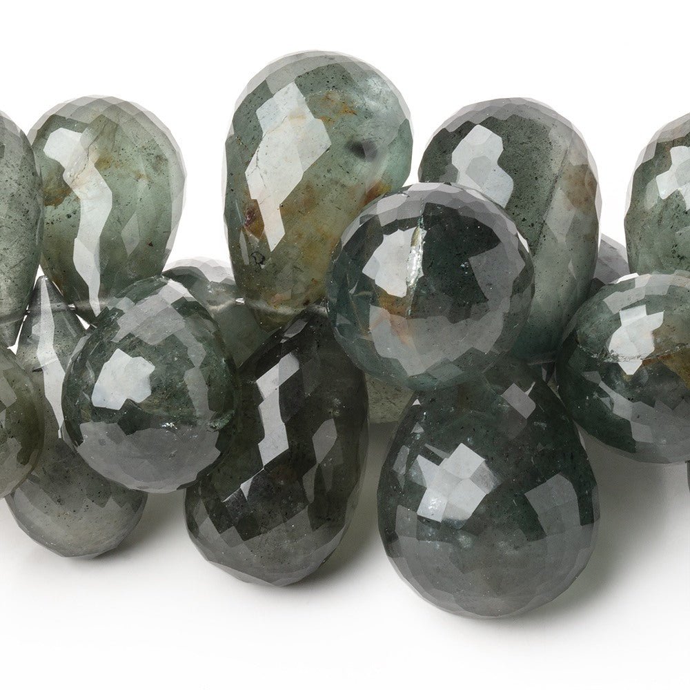 17x11-24x17mm Moss Aquamarine Faceted Tear Drops 4 inch 25 Beads AA - Beadsofcambay.com