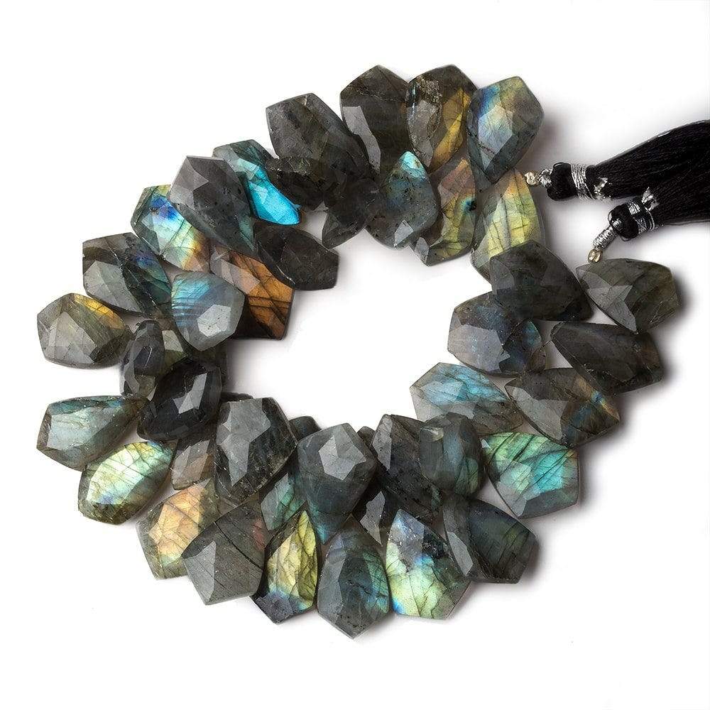 17x12-20x12mm Labradorite Faceted Shield Beads 8 inch 40 pieces - Beadsofcambay.com