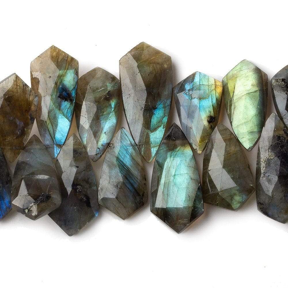17x12-20x12mm Labradorite Faceted Shield Beads 8 inch 40 pieces - Beadsofcambay.com