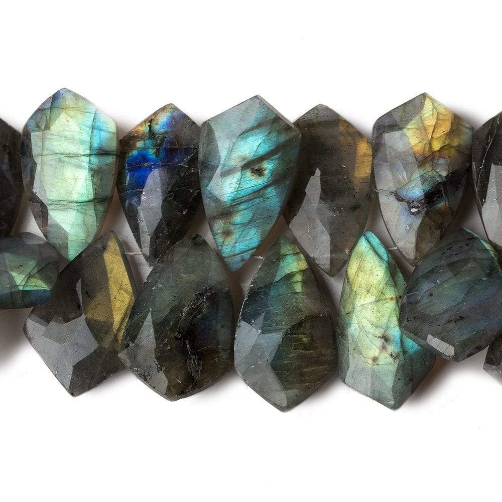 17x12-20x12mm Labradorite Faceted Shield Beads 8 inch 40 pieces - Beadsofcambay.com
