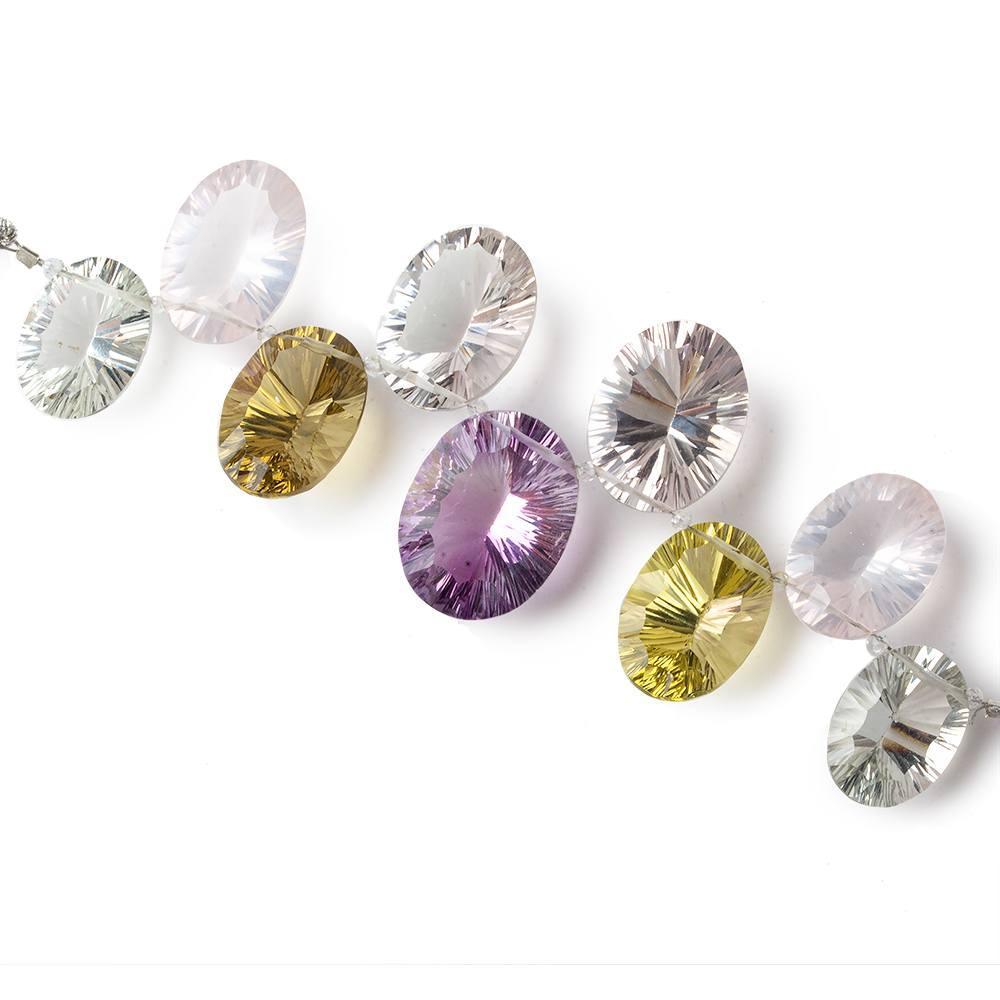 17x12-20x15mm Multi-gemstone Concave Faceted Oval Beads 9 pieces AAA - Beadsofcambay.com