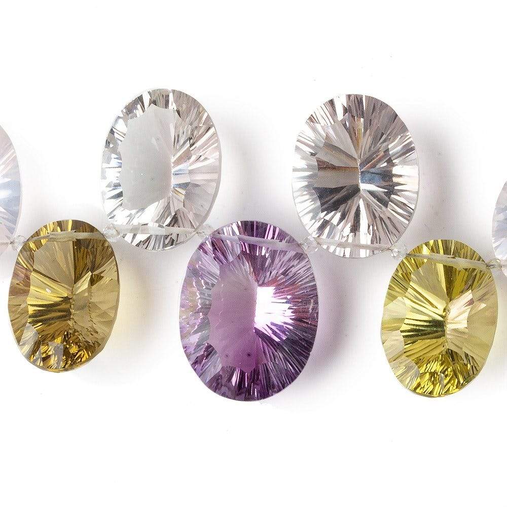 17x12-20x15mm Multi-gemstone Concave Faceted Oval Beads 9 pieces AAA - Beadsofcambay.com