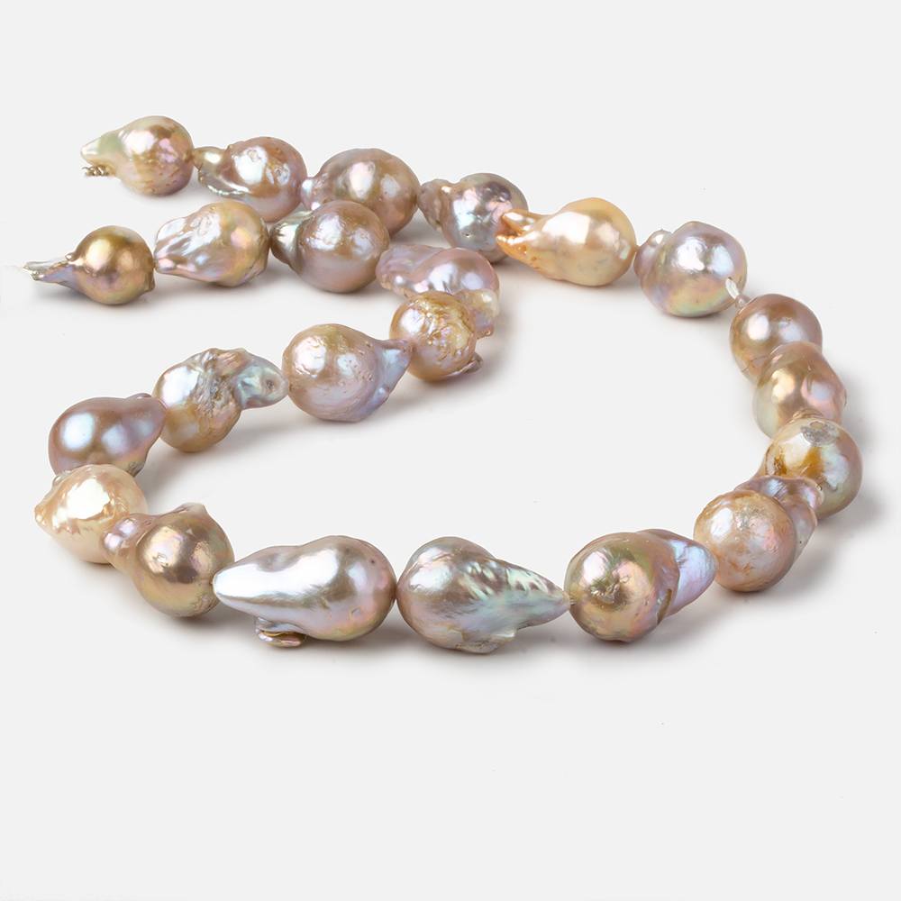 17x12-22x12mm Multi Color straight drill Ultra Baroque Freshwater Pearls 17 inch 19 pcs - Beadsofcambay.com