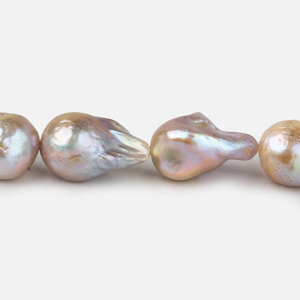 17x12-22x12mm Multi Color straight drill Ultra Baroque Freshwater Pearls 17 inch 19 pcs - Beadsofcambay.com