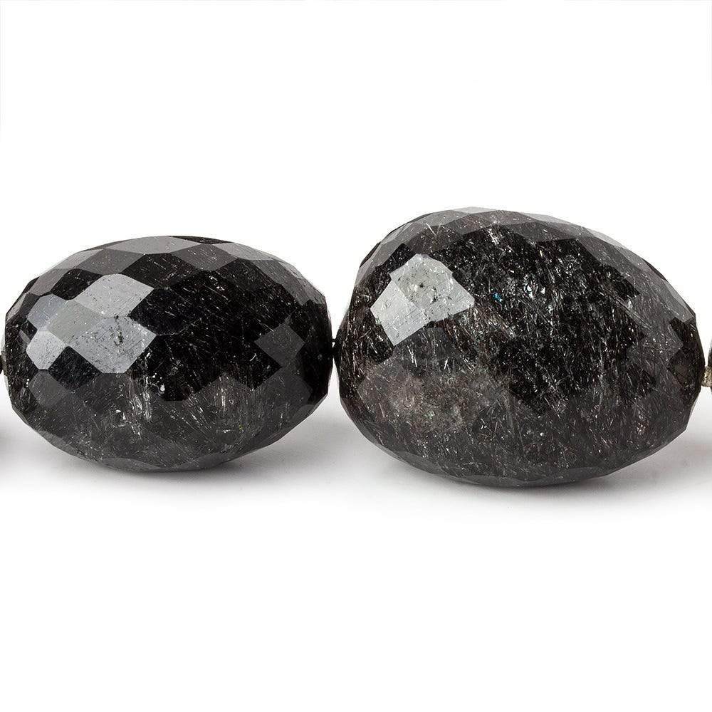 17x12-29x21mm Black Tourmalinated Quartz faceted nuggets 16.5 inches 19 beads - Beadsofcambay.com