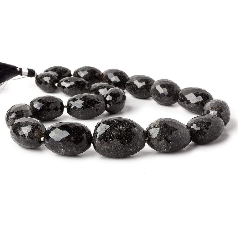 17x12-29x21mm Black Tourmalinated Quartz faceted nuggets 16.5 inches 19 beads - Beadsofcambay.com