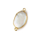 17x12mm Gold Leafed Off White Oval Freshwater Pearl Connector 1 piece - Beadsofcambay.com