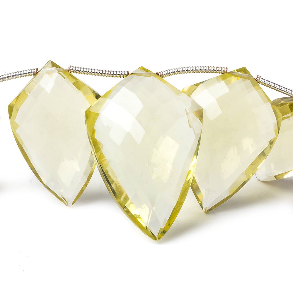17x12x5-30x20x9mm Lemon Quartz top drill faceted shield 8.5 inch 15 beads AA - Beadsofcambay.com