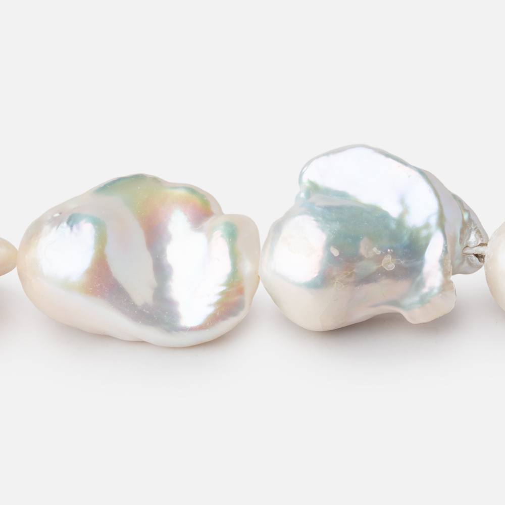 17x13-27x14mm Creamy White Ultra Baroque Pearls 15 inch 18 Beads AA - Beadsofcambay.com