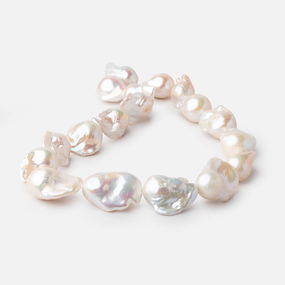 17x13-27x14mm Creamy White Ultra Baroque Pearls 15 inch 18 Beads AA - Beadsofcambay.com