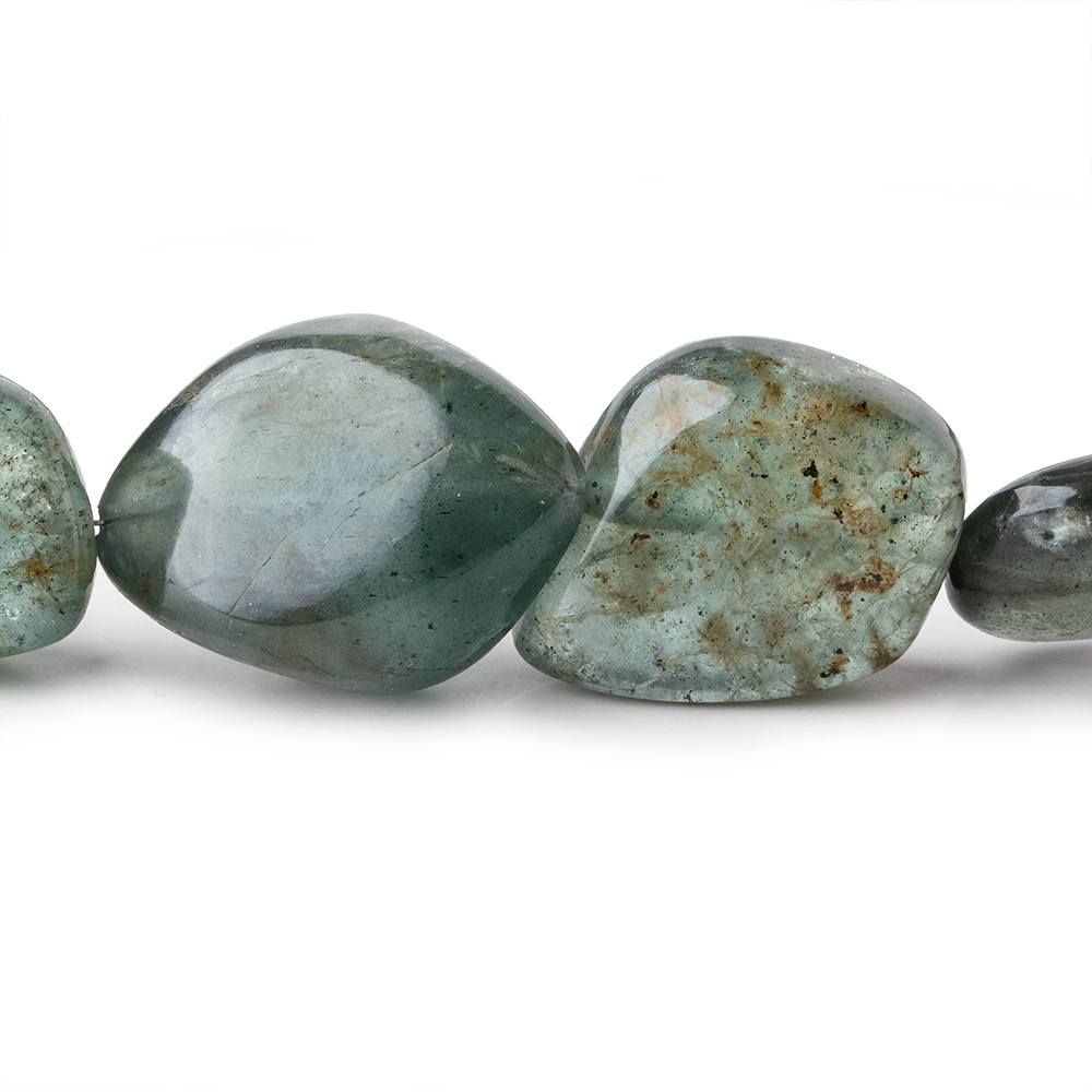 17x13-29x22mm Moss Aquamarine Plain Nuggets 16 inch 19 Beads 1mm Hole - Beadsofcambay.com