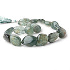 17x13-29x22mm Moss Aquamarine Plain Nuggets 16 inch 19 Beads 1mm Hole - Beadsofcambay.com