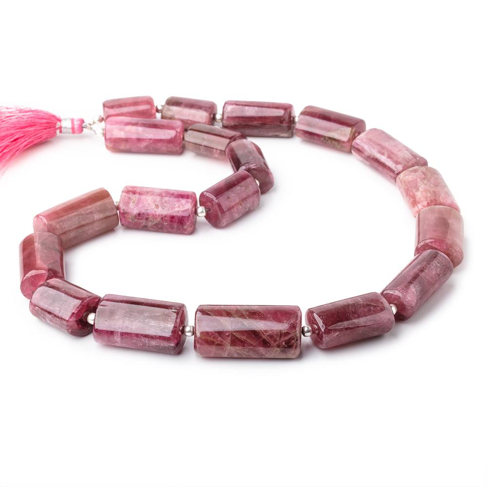 17x13-30x16mm Rubelite Tourmaline Tube beads 17inch 19 pieces AA - Beadsofcambay.com