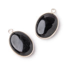 17x13mm .925 Silver Bezel Hypersthene Plain Oval Pendant 1 piece - Beadsofcambay.com