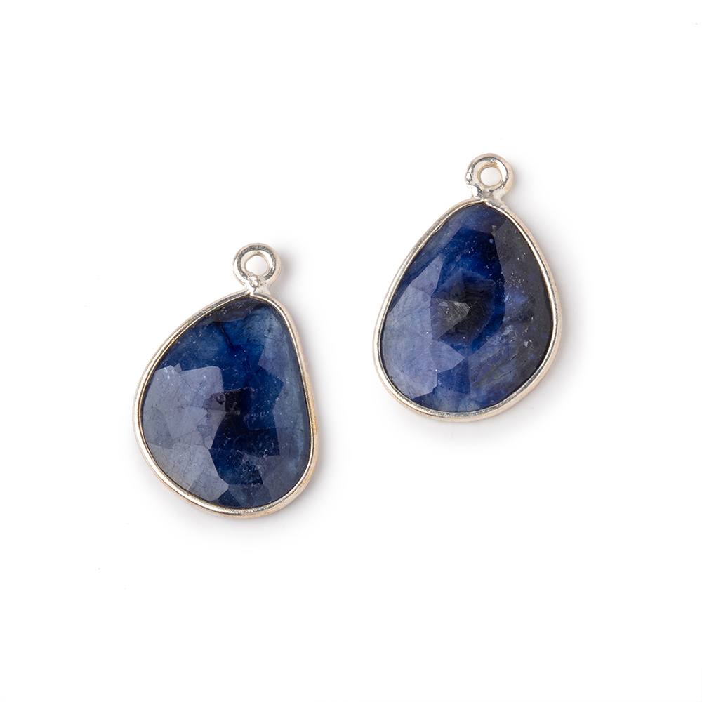 17x13mm .925 Silver Bezel Kyanite Faceted Freeform Set of 2 Pendants - Beadsofcambay.com