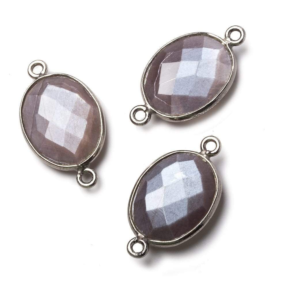 17x13mm Black Gold .925 Bezel Chocolate Moonstone Faceted Oval Connector 1 piece - Beadsofcambay.com