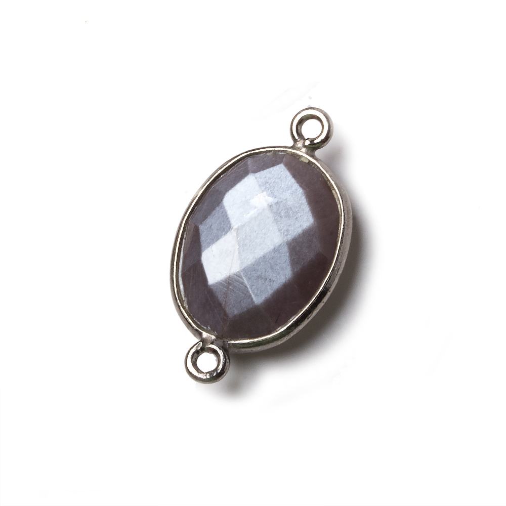 17x13mm Black Gold .925 Bezel Chocolate Moonstone Faceted Oval Connector 1 piece - Beadsofcambay.com