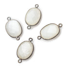 17x13mm Black Gold .925 Bezel White Moonstone Faceted Oval Connector 1 piece - Beadsofcambay.com
