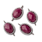 17x13mm Black Gold CZ Bezel Ruby Oval Connector 1 Focal Bead - Beadsofcambay.com