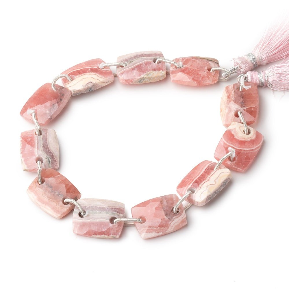 17x13mm Rhodochrosite Double Drilled Rectangles 8.5 inch 11 Beads 2.5mm Holes - Beadsofcambay.com