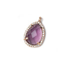 17x13mm Rose Gold CZ Bezel Purple Hydro Quartz Faceted Pear Pendant 1 piece - Beadsofcambay.com