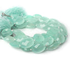 17x13mm SeaGreen Chalcedony straight drilled faceted oval beads 8 inch 11 pieces A - Beadsofcambay.com