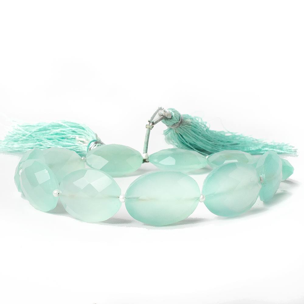 17x13mm SeaGreen Chalcedony straight drilled faceted oval beads 8 inch 11 pieces A - Beadsofcambay.com