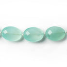 17x13mm SeaGreen Chalcedony straight drilled faceted oval beads 8 inch 11 pieces A - Beadsofcambay.com