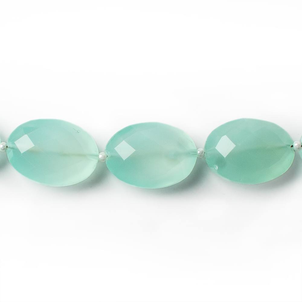 17x13mm SeaGreen Chalcedony straight drilled faceted oval beads 8 inch 11 pieces A - Beadsofcambay.com