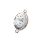 17x13mm Silver .925 Bezel Dendritic Opal Opaque Faceted Oval Connector 1 piece - Beadsofcambay.com