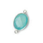 17x13mm Silver .925 Bezel Sea Chalcedony Faceted Oval Connector 1 piece - Beadsofcambay.com