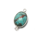 17x13mm Silver Bezel Chrysocolla Faceted Oval Connector 1 piece - Beadsofcambay.com