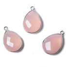 17x13mm Silver Bezel Petal Pink Chalcedony Pear Pendant 1 piece - Beadsofcambay.com