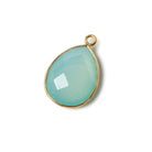 17x13mm Vermeil Bezel Aqua Chalcedony Pear Focal Pendant 1 piece - Beadsofcambay.com