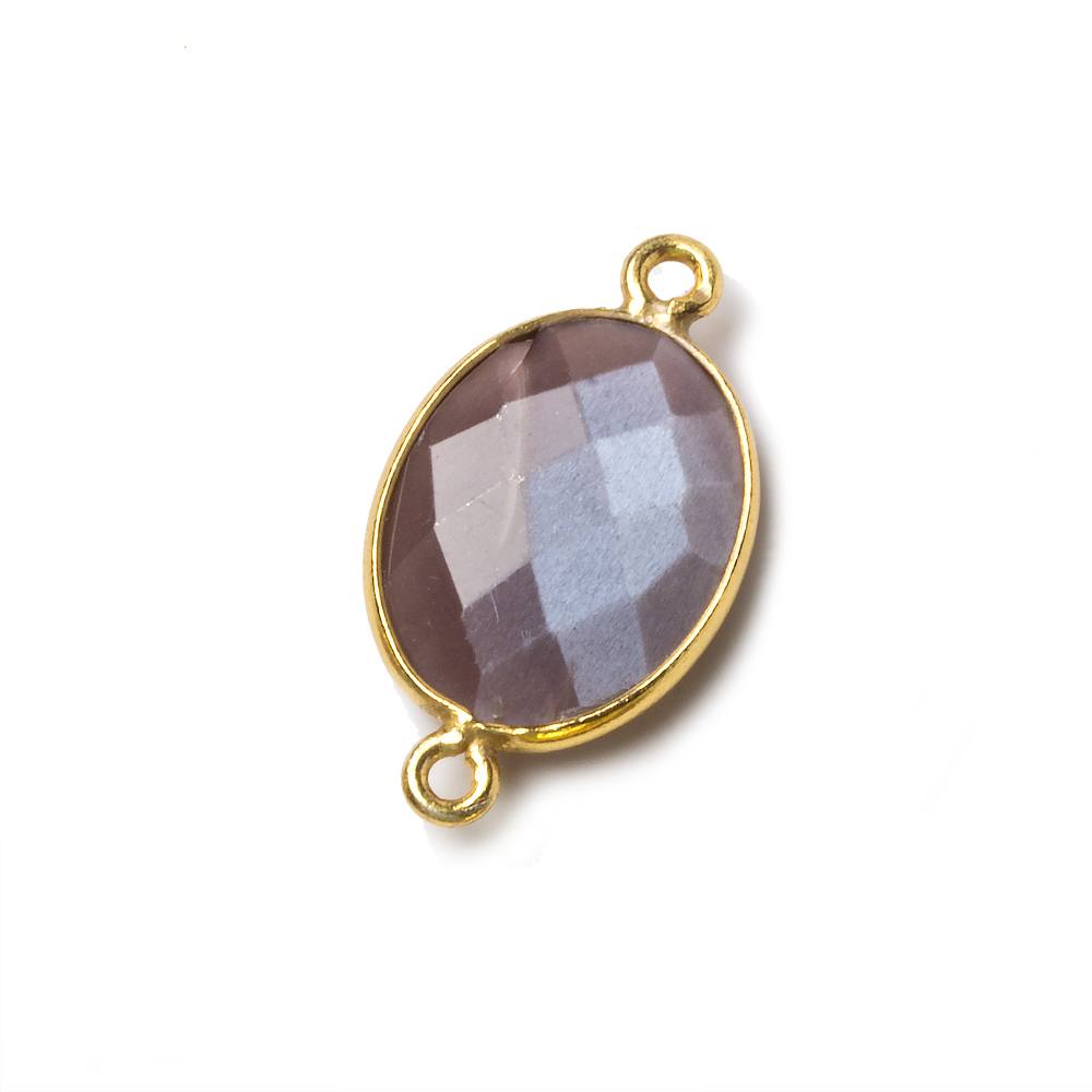 17x13mm Vermeil Bezel Chocolate Moonstone Faceted Oval Connector 1 piece - Beadsofcambay.com