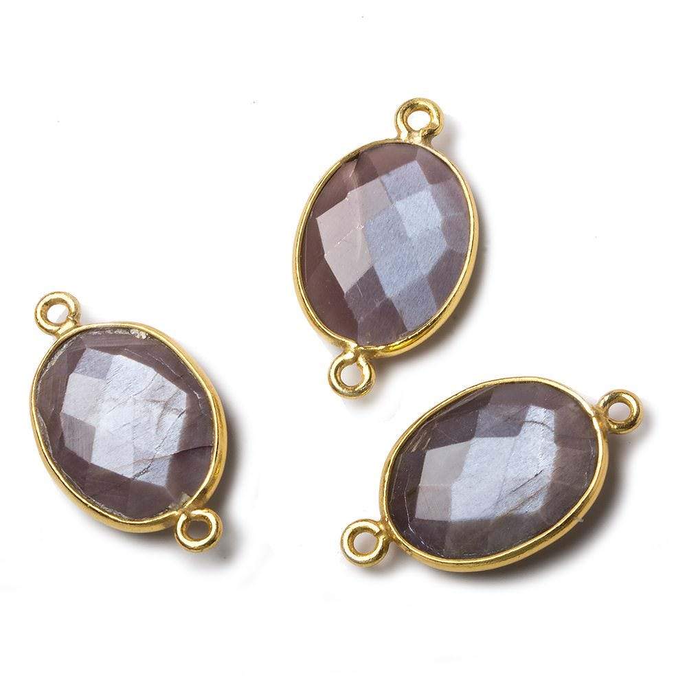17x13mm Vermeil Bezel Chocolate Moonstone Faceted Oval Connector 1 piece - Beadsofcambay.com